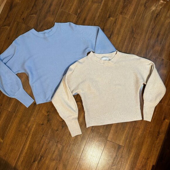 Set of 2 Pink Rose Pullover Sweaters Cream Blue S Small - Picture 1 of 9